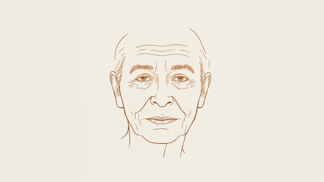Minimalist line art portrait of old people