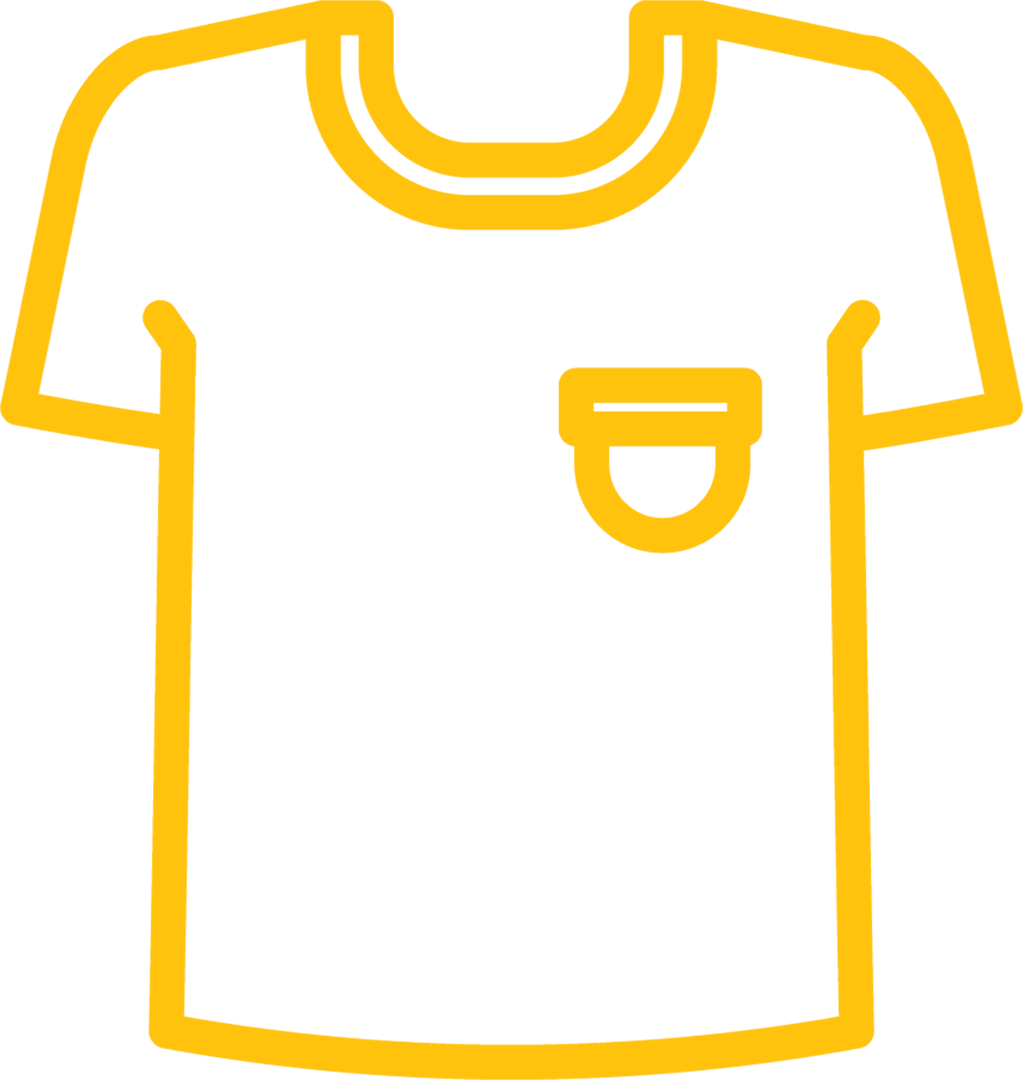 Yellow T-Shirt Outline in Transparent Background for Fashion Design