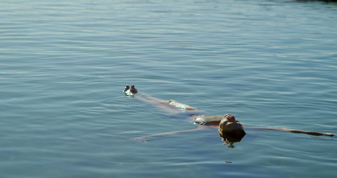 Woman Floating Peacefully on Calm Water Surface - Free Images, Stock Photos and Pictures on Pikwizard.com