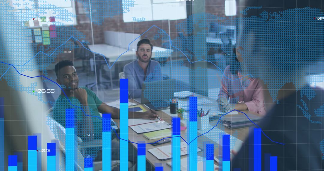 Business Presentation with Data Analytics Overlaid