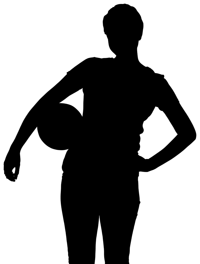 Silhouette of Woman Holding Ball on Transparent Background