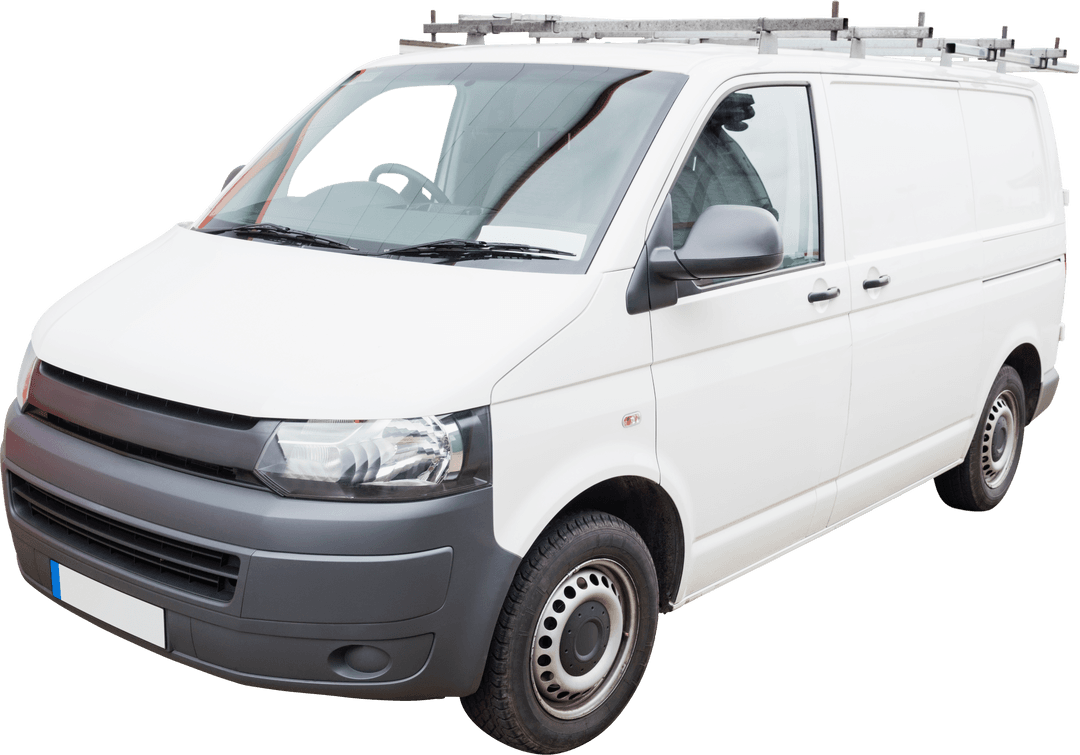 White Delivery Van with Ladder Isolated on Transparent Background