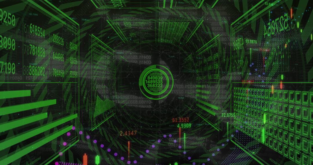 Futuristic Digital Data Processing and Interface Elements