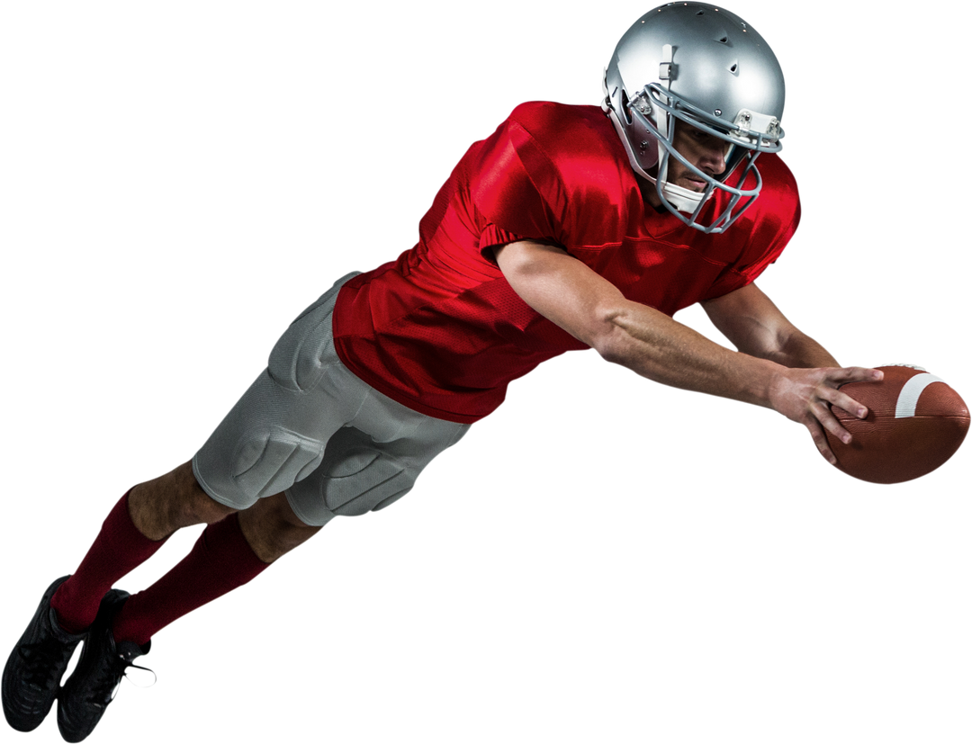 American Football Player in Red Jersey Scoring Touchdown Transparent - Download Free Stock Images Pikwizard.com