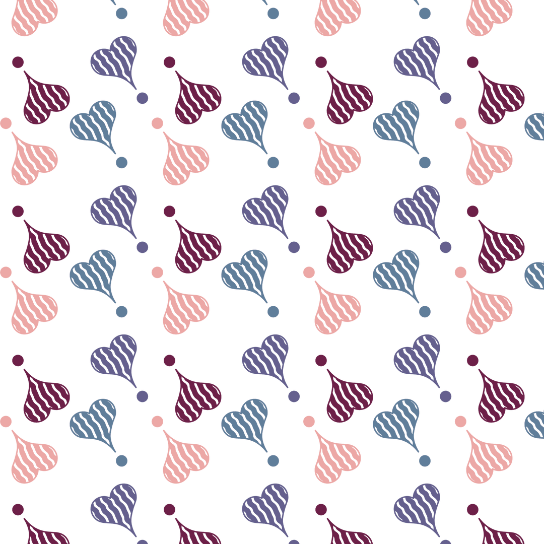 Playful Hearts Pattern on Transparent Background for Creative Projects