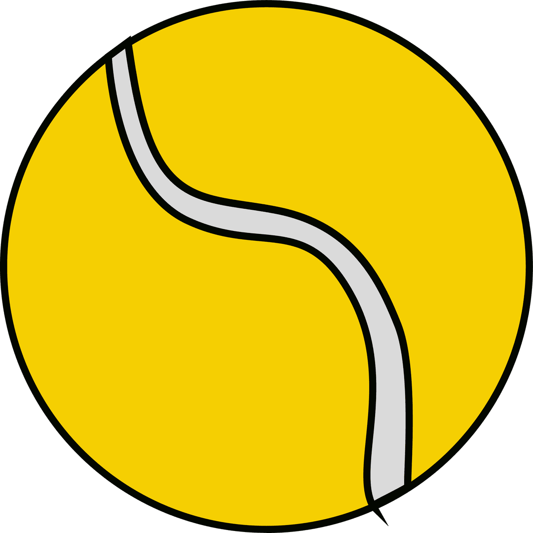 Minimalist Transparent Tennis Ball Icon with Bold Seam