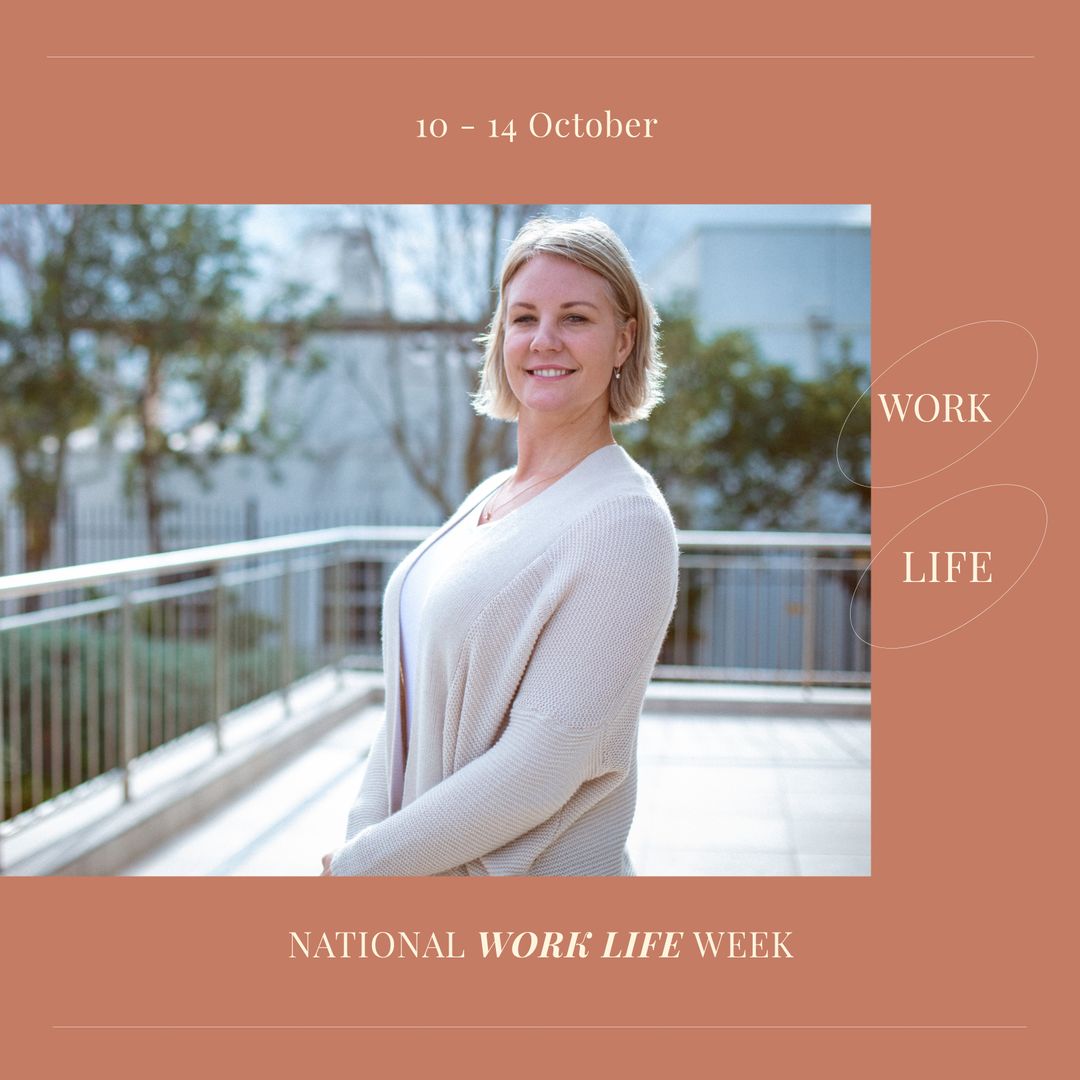 National Work Life Week Background with Smiling Woman Outdoors from ...