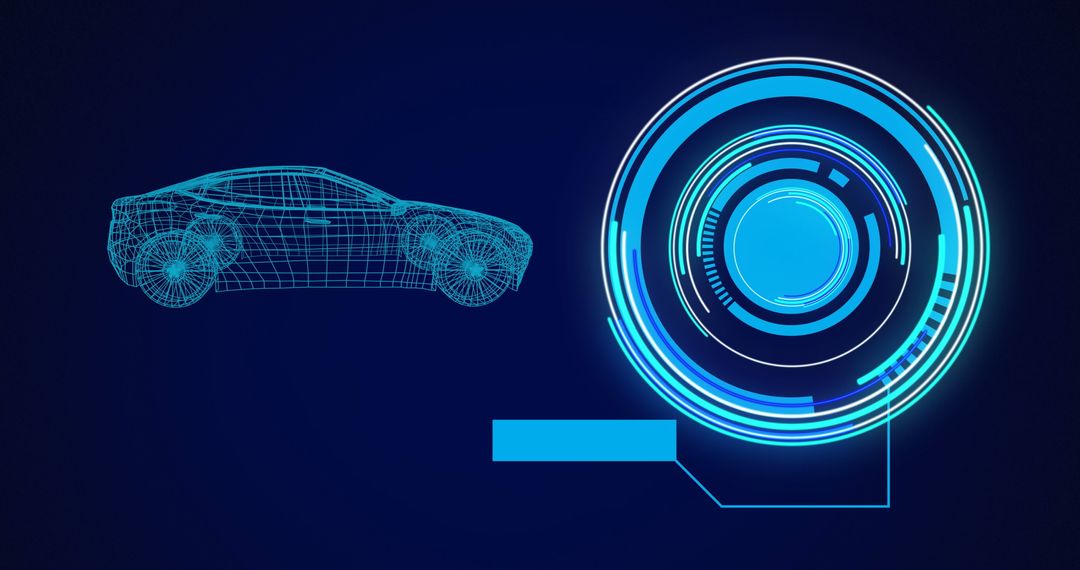 3D Wireframe Car with Digital Data Interface