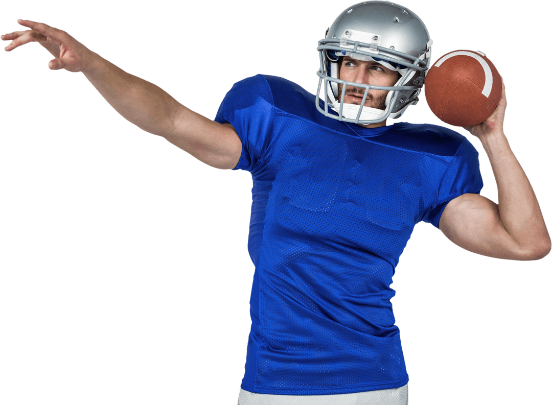 Transparent American Football Player Throwing Pass in Action