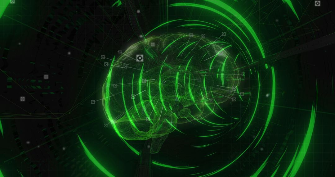 Abstract Neon Brain Tunnel Illustration