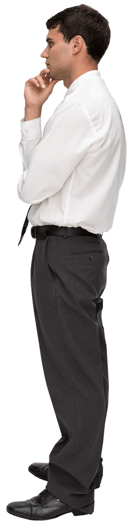 Transparent Side Profile of Thoughtful Businessman in Contemplation