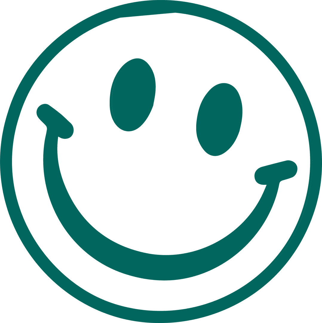 Green Smiling Face Icon on Transparent Background for Communication