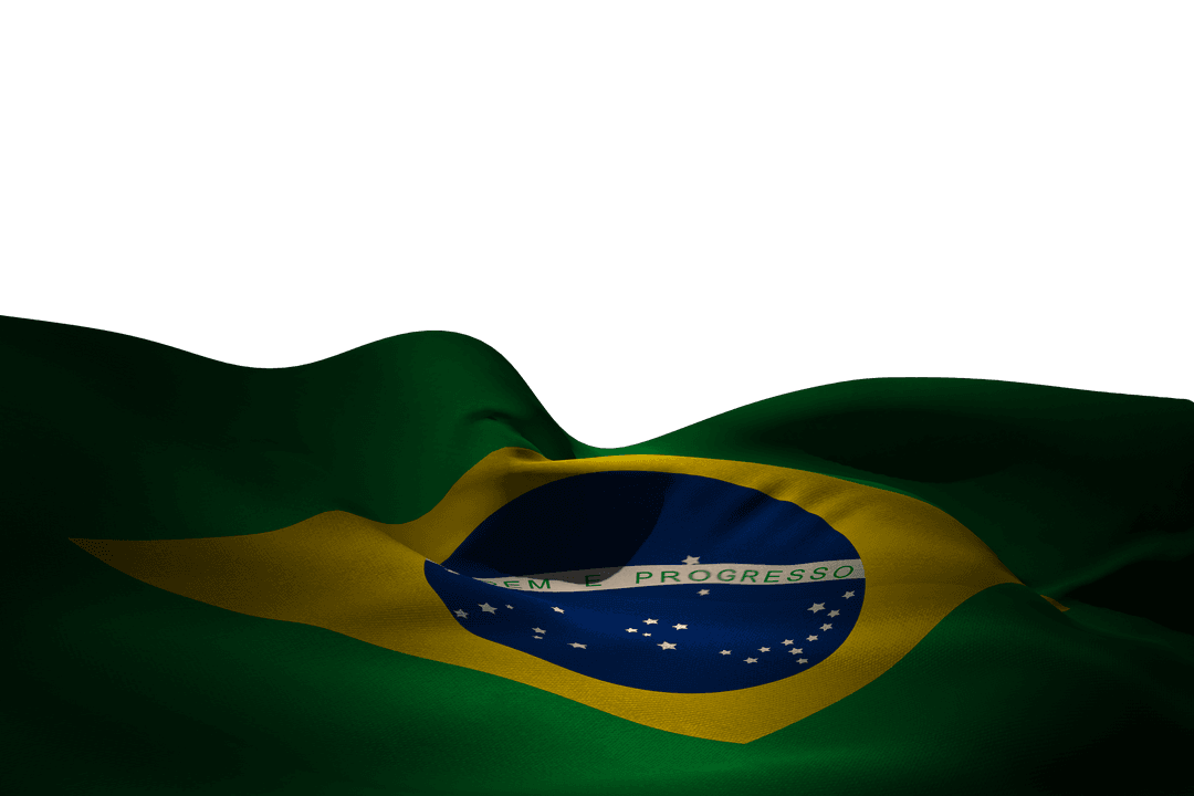Brazilian Flag Illustration on Transparent Background with Patriotic Theme
