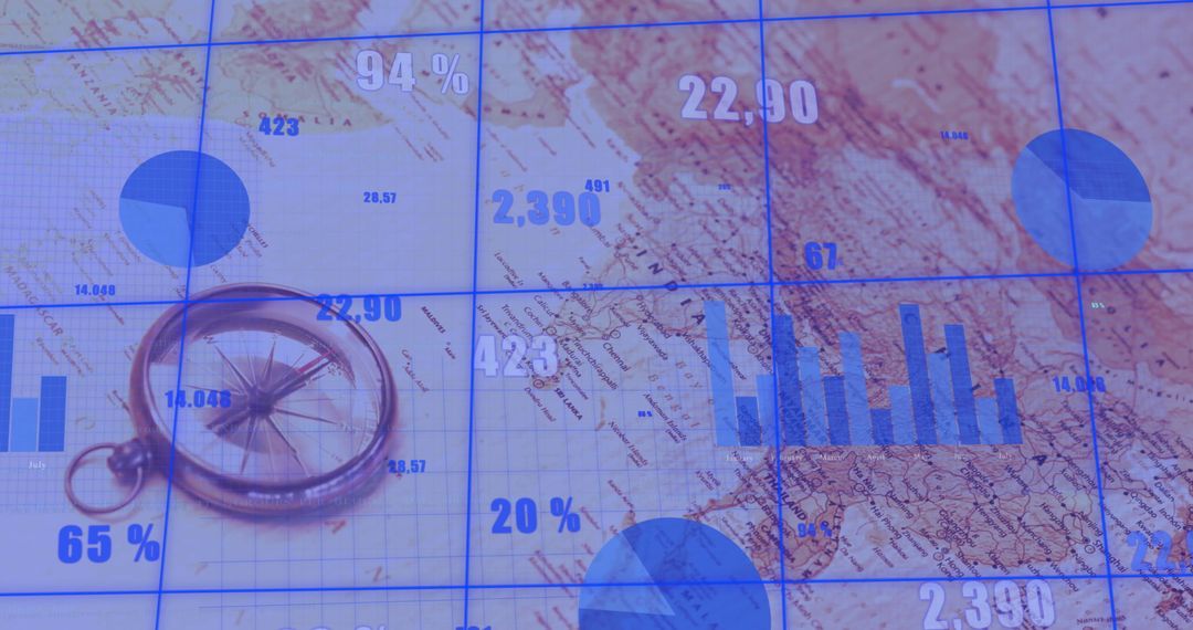 Financial Data Overlay on Global Map Background