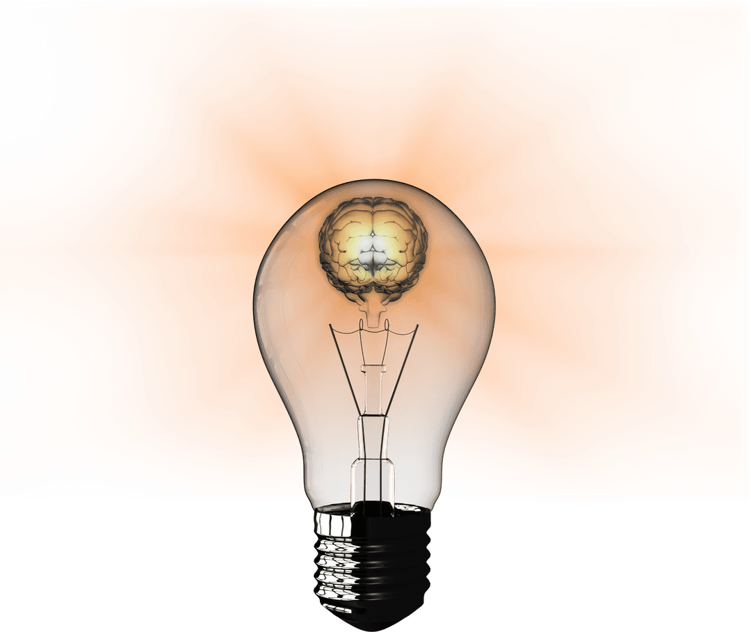 Creative Concept of Brain in Transparent Light Bulb