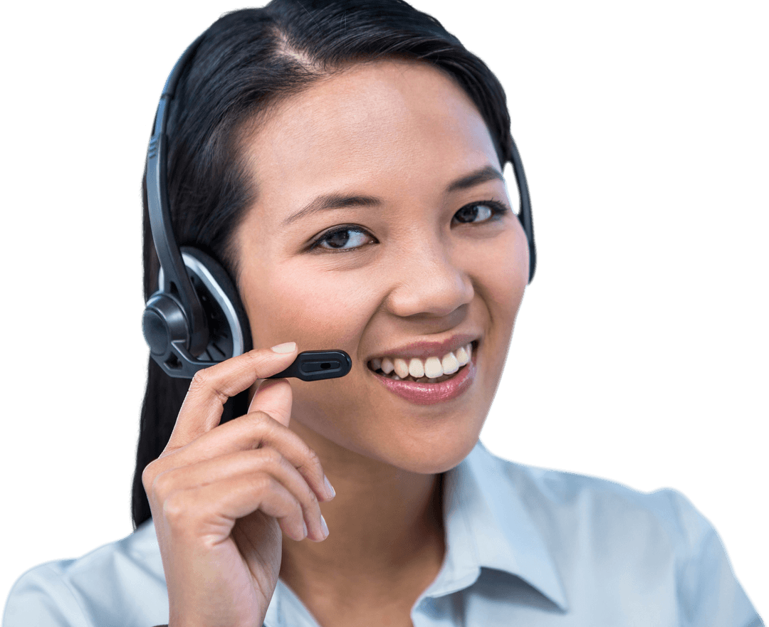 Transparent Businesswoman Smiling in Headset for Customer Support - Download Free Stock Images Pikwizard.com