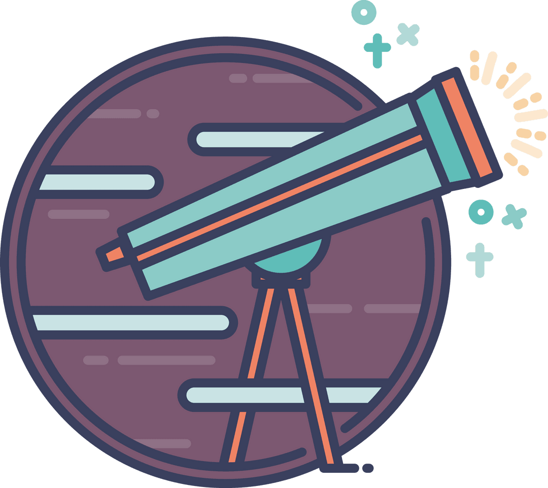 Transparent Vector Illustration of Telescope and Geometric Shapes
