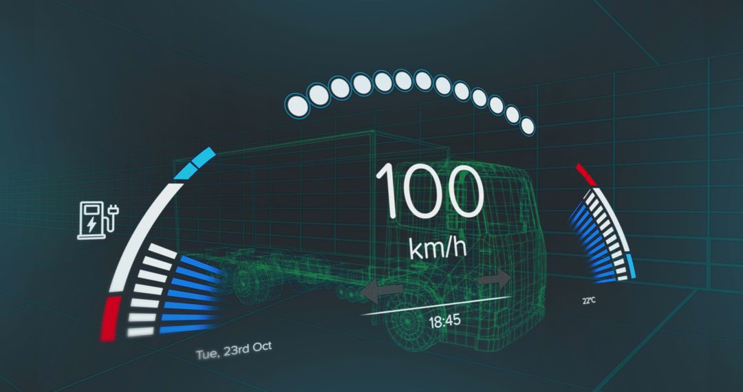 Futuristic UI design of electric truck digital dashboard interface - Free Images, Stock Photos and Pictures on Pikwizard.com