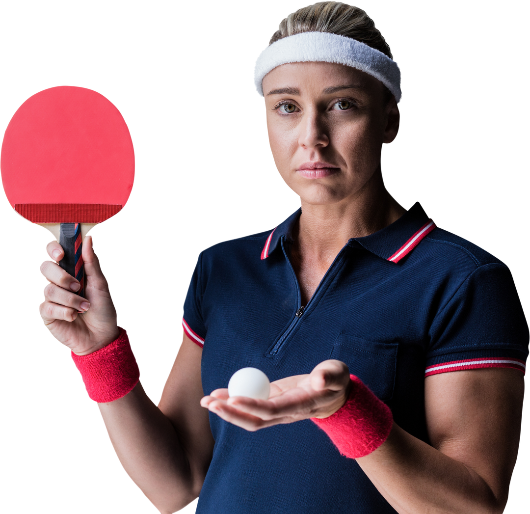 Female Ping Pong Player Holding Ball And Racket On Transparent Background - Download Free Stock Images Pikwizard.com