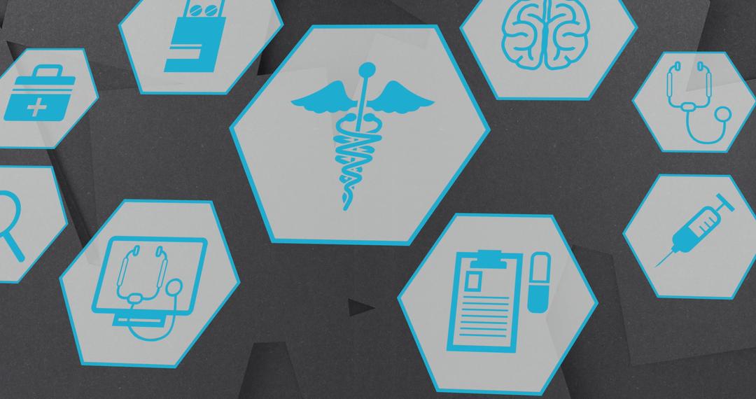 Dynamic Medical Icons on Geometric Grey Background - Free Images, Stock Photos and Pictures on Pikwizard.com