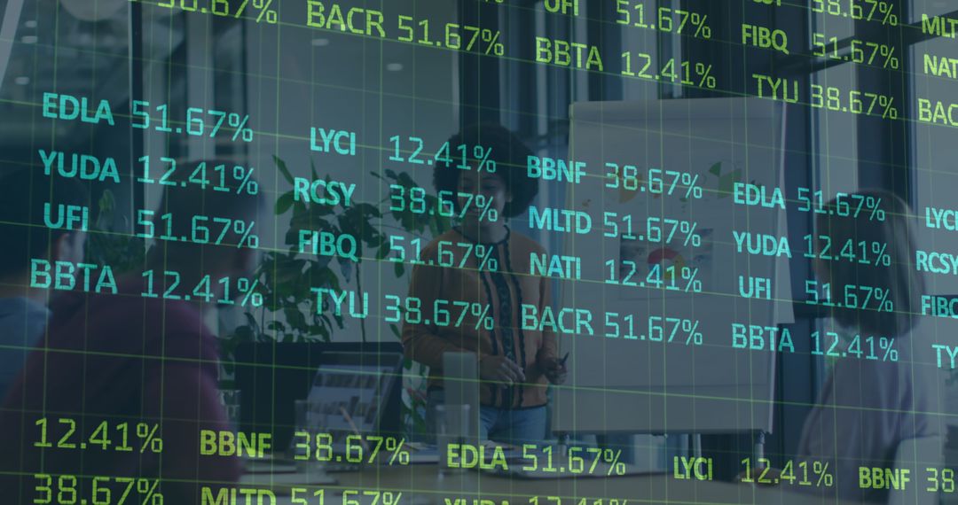 Business Professionals Analyzing Financial Data and Global Stock Trends