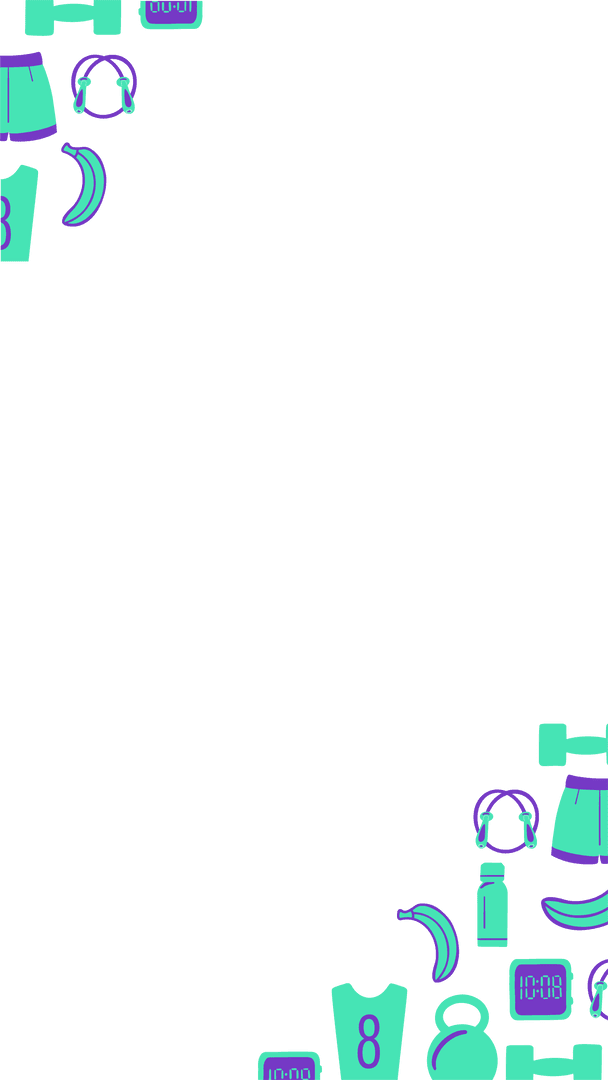 Fitness and Wellness Icons Border on Transparent Background