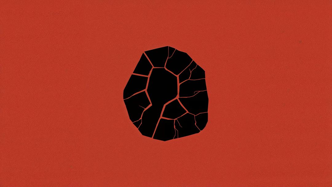 Geometric Polygon with Cracks on Red Background