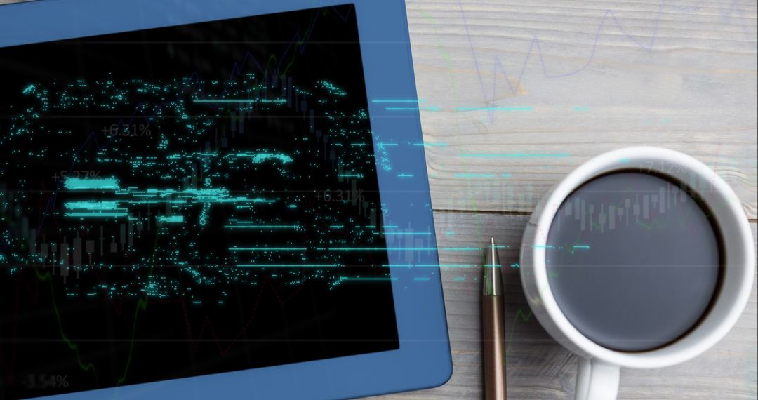 Financial Data Visualization on Tablet with Coffee Break