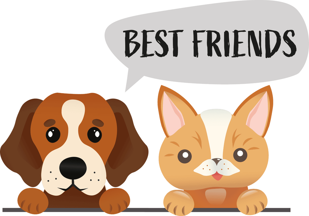 Best Friends Cute Dog Vector on Transparent Background