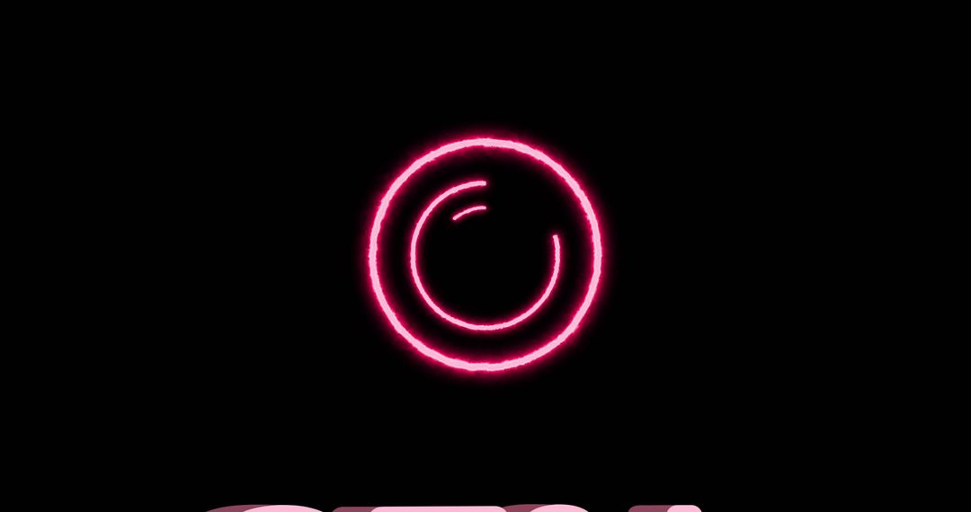 Glowing Neon Circle on Black Background with Copy Space