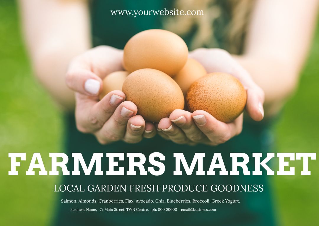 Hands Holding Fresh Eggs at Farmers Market Highlighting Local Produce
