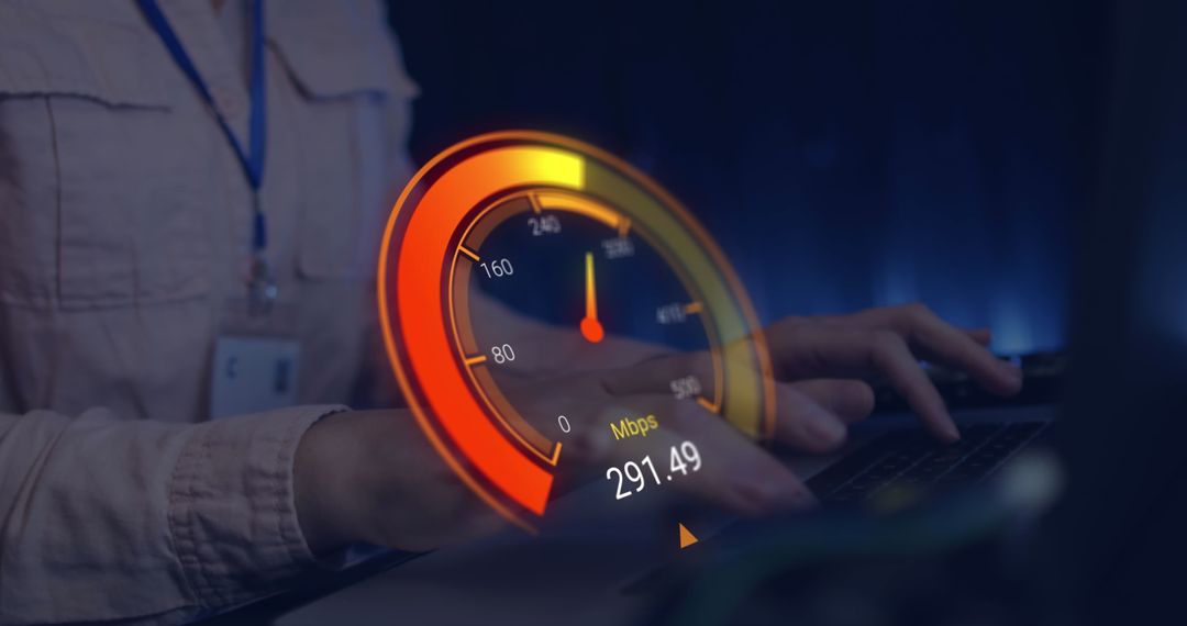 High-Speed Internet Concept with Digital Speedometer Overlay