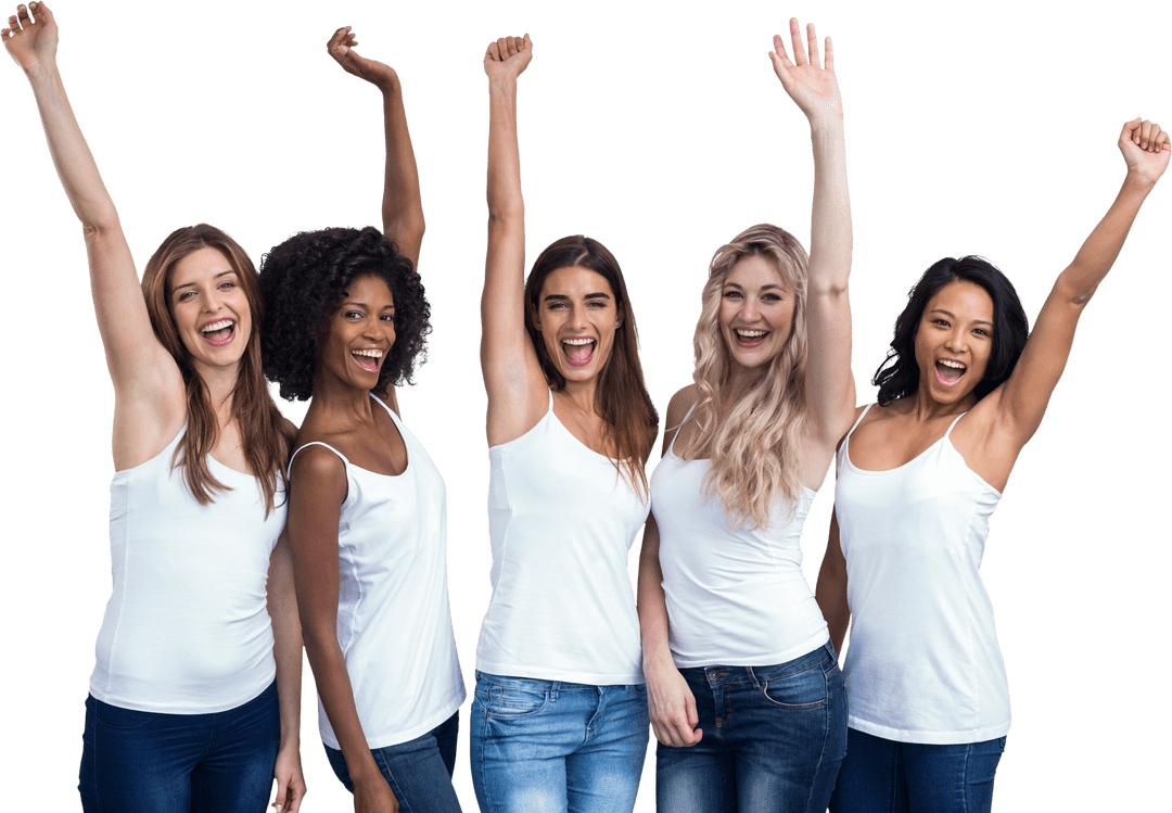 Diverse Women Celebrating with Transparent Background