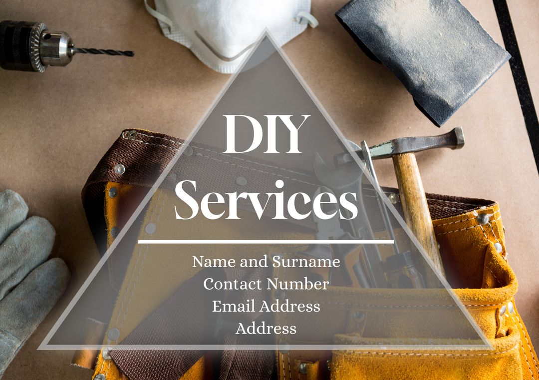 DIY Services Card with Tools and Contact Information Template