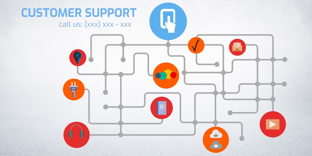 Intricate Network of Customer Support Icons