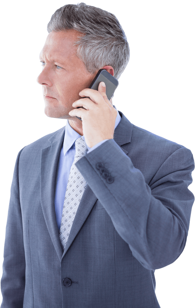 Transparent Businessman Talking on Smartphone in Suit