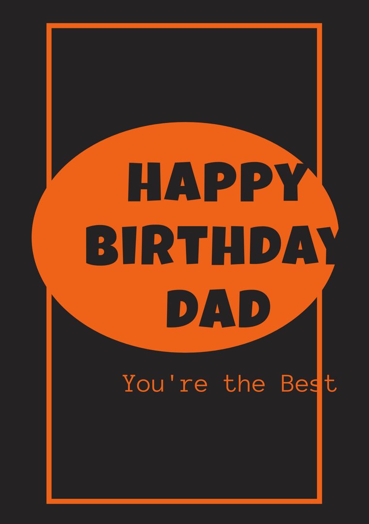 Bold Birthday Card Template for Dad in Black and Orange Design - Download Free Stock Templates Pikwizard.com