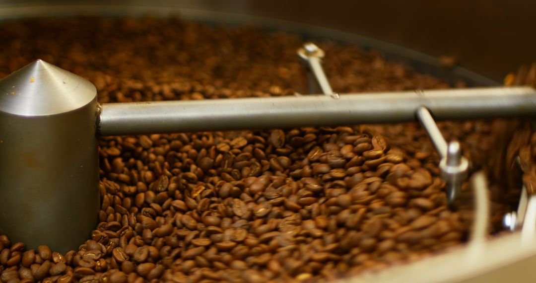 Close-up of Coffee Beans Being Roasted in Machine - Free Images, Stock Photos and Pictures on Pikwizard.com