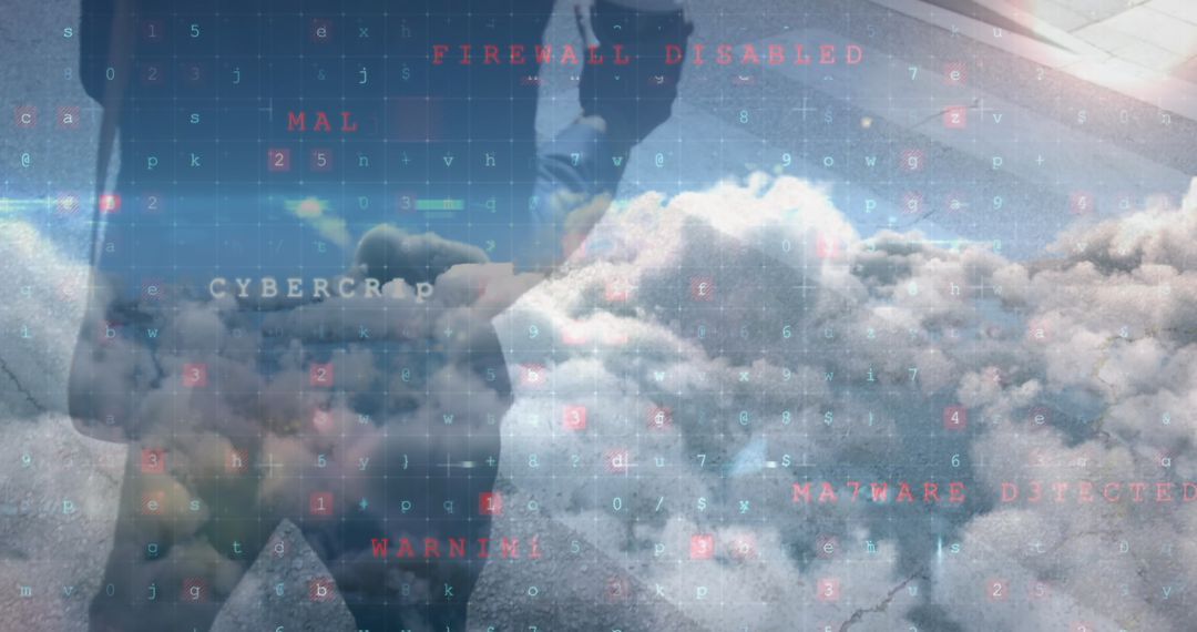 Cybersecurity Concept with Businessman and Code Overlay