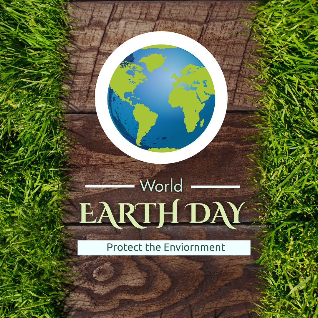 World Earth Day Concept with Globe and Vibrant Green Grass