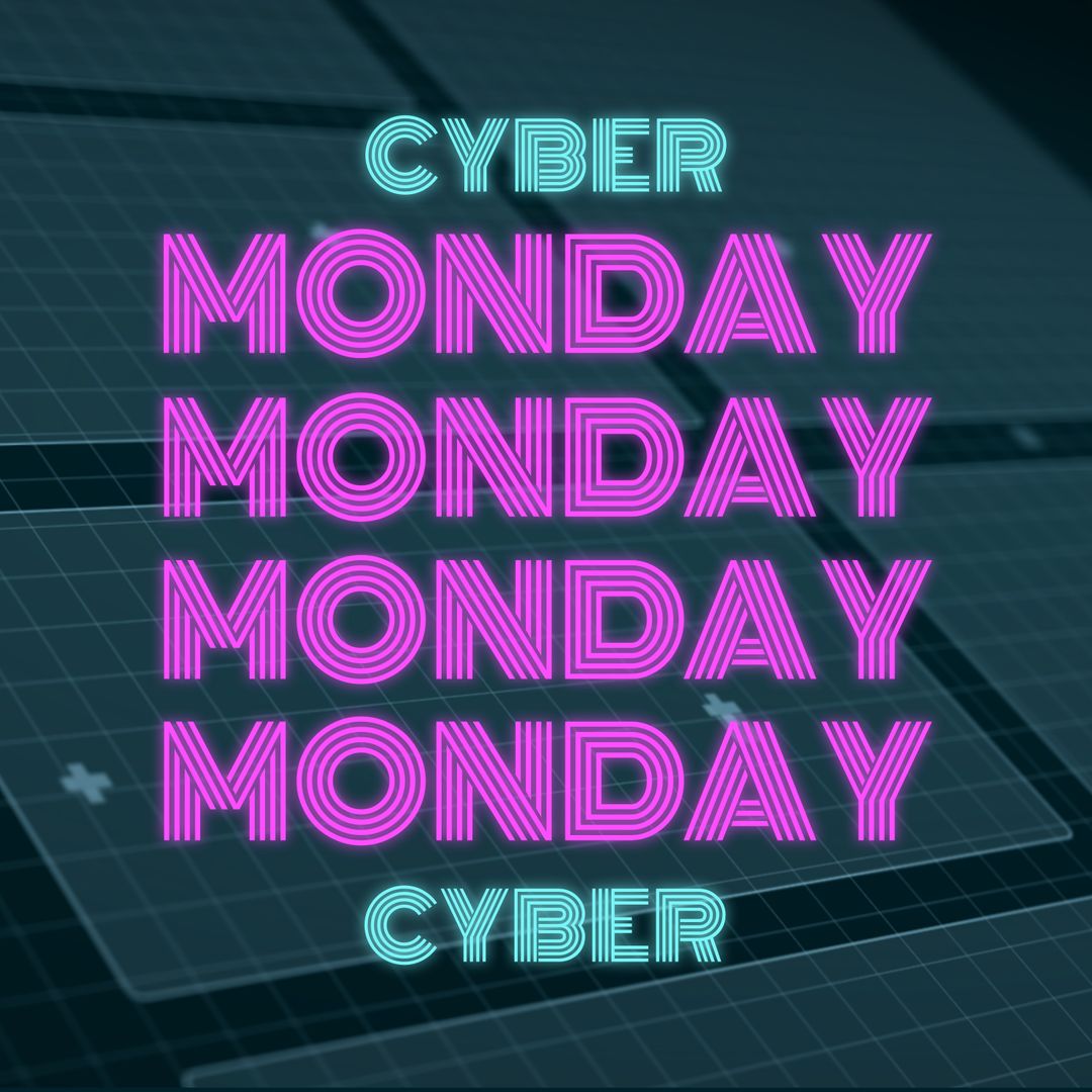 Glowing Cyber Monday Sale Promotion with Neon Text