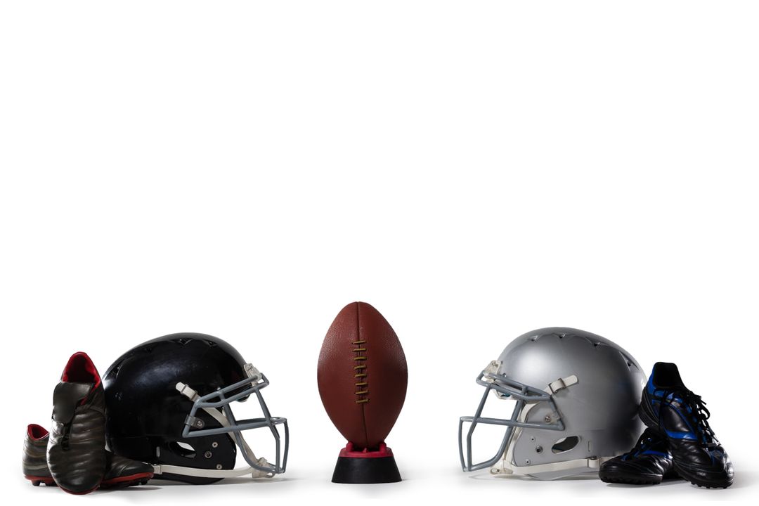 American Football with Helmets and Shoes on White Background - Free Images, Stock Photos and Pictures on Pikwizard.com