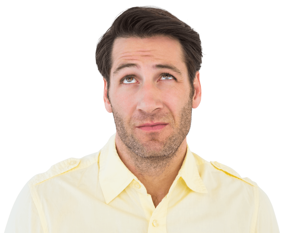 Man Looking Confused on Transparent Background