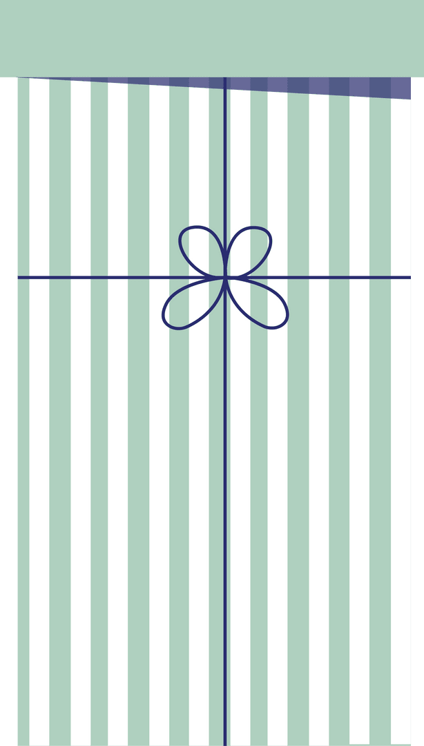 Green-White Striped Abstract Design with Bow on Transparent Background