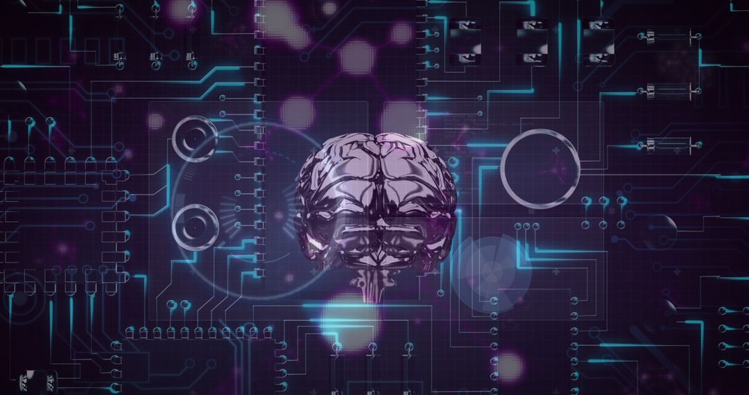 Digital Brain Concept on Circuit Board Background