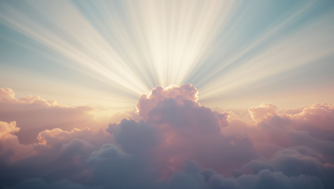 Sunlight Emanating Through Cumulus Clouds at Dawn