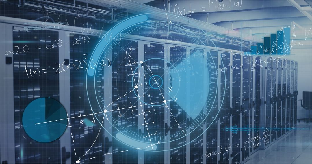 Mathematics and Data Processing Concept in Server Room