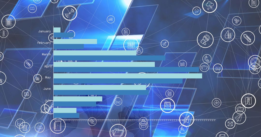 Digital Network Connections in Futuristic Blue Interface