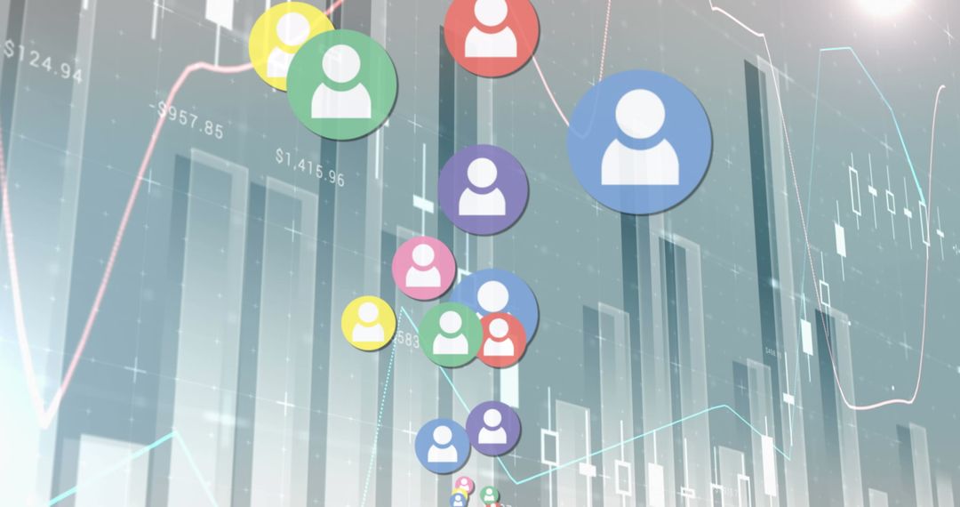 Social Media Icons on Financial Data Background