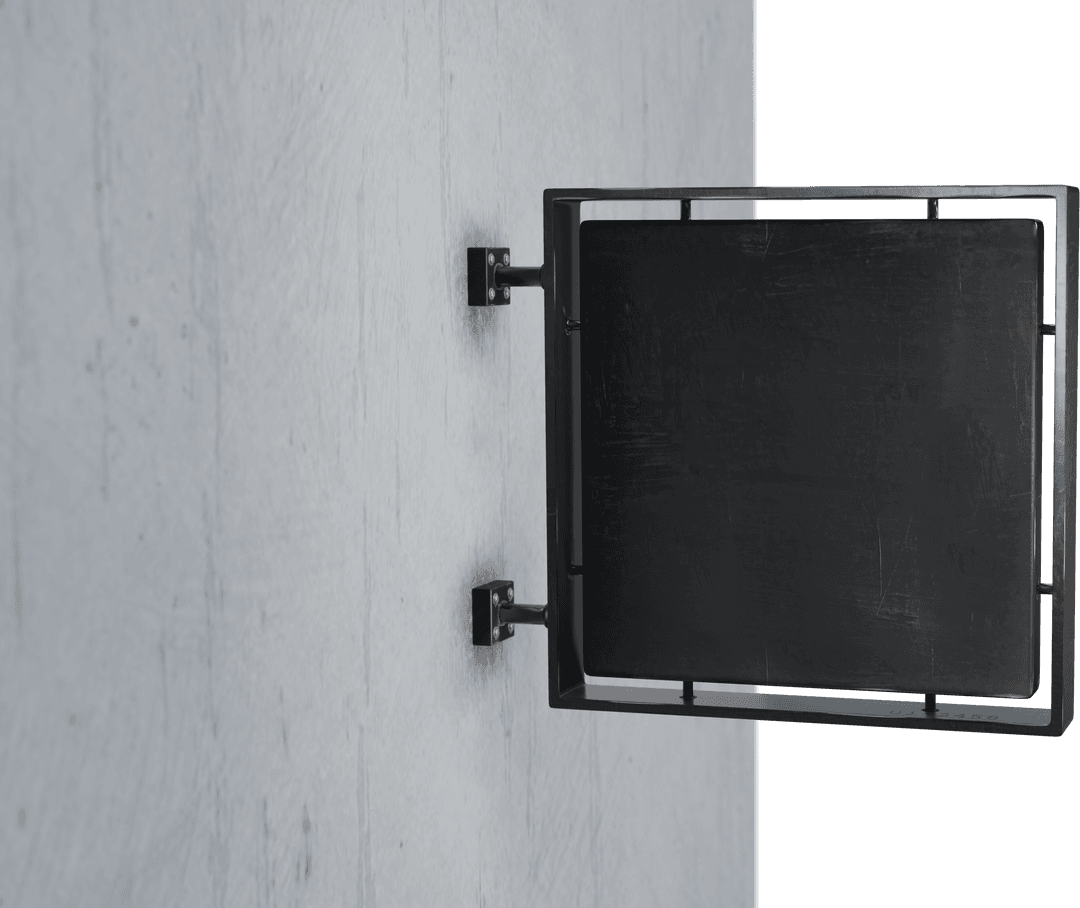 Transparent Square Business Sign on Concrete Wall